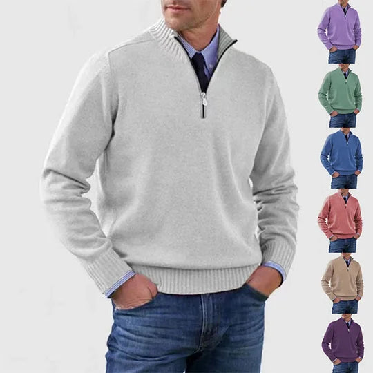 Ben | Stilvoller, warmer Pullover mit halbem Reißverschluss
