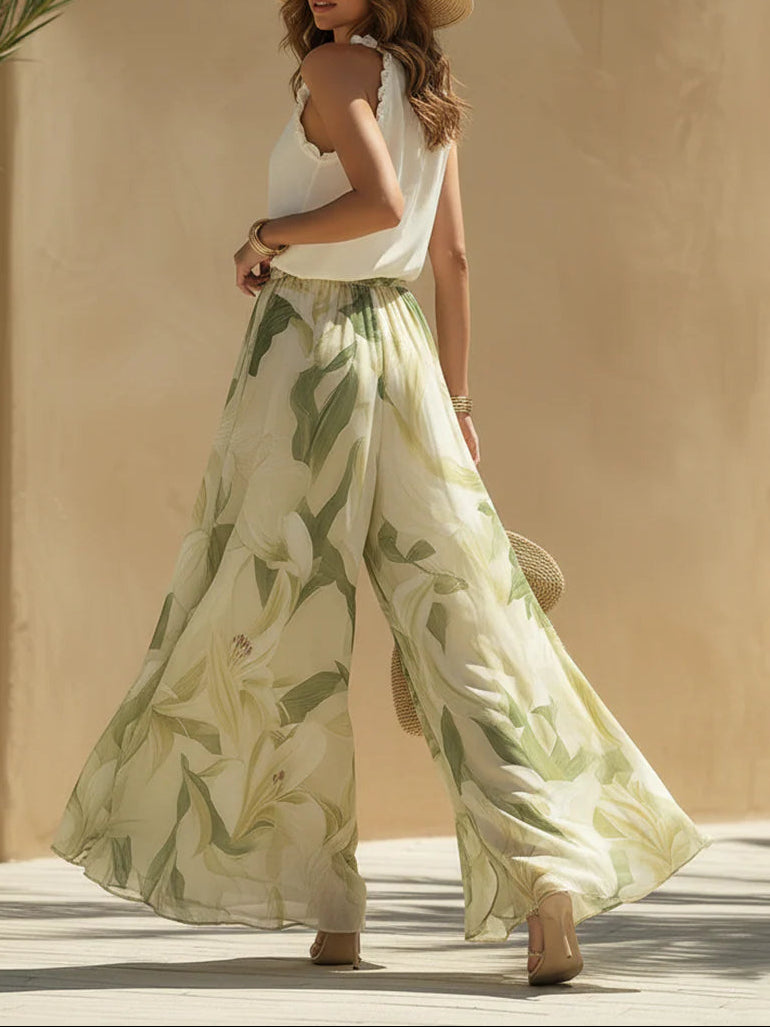 Fiorella - Set aus Chiffon-Oberteil mit Rüschen und Hose