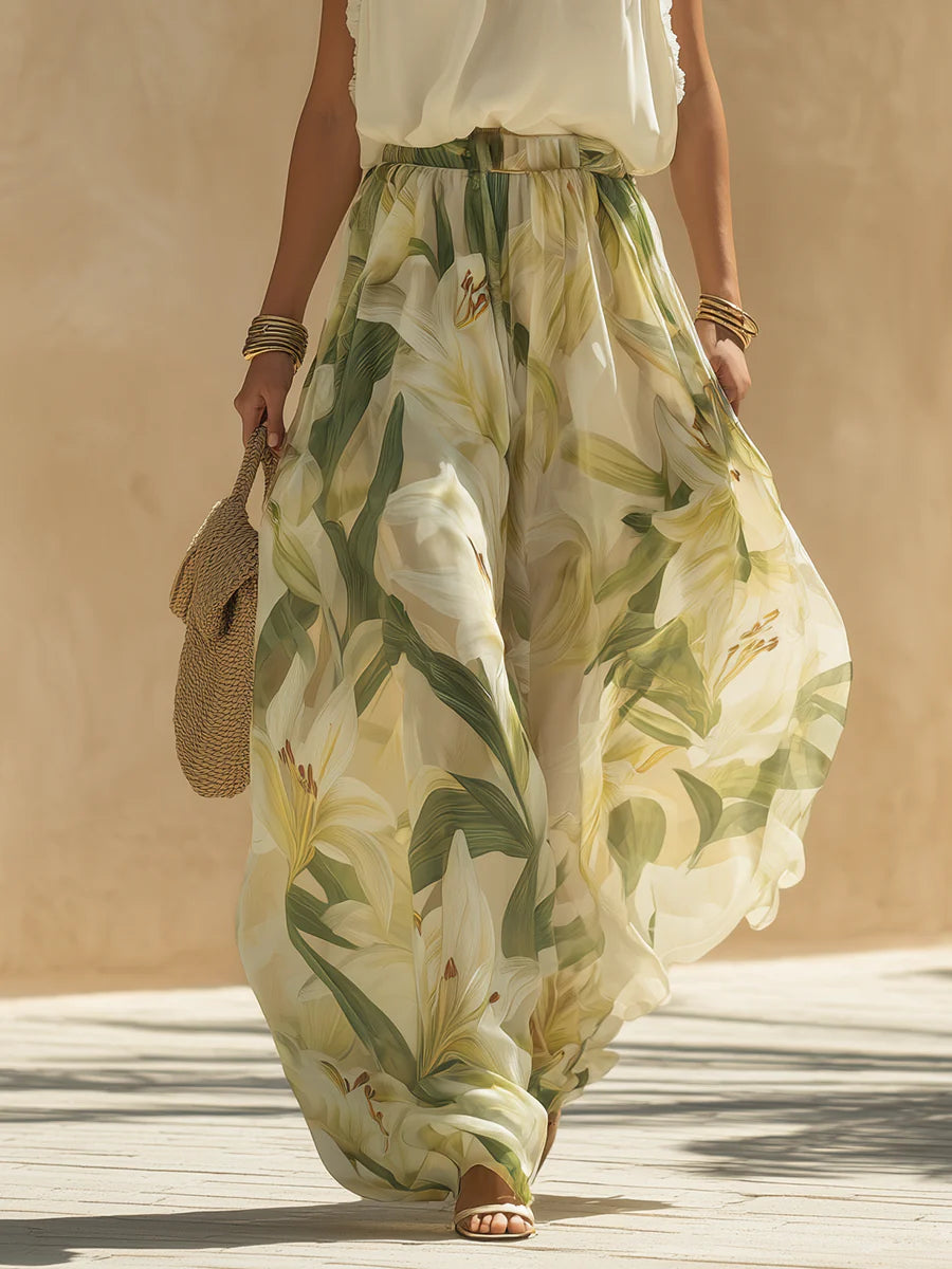 Fiorella - Set aus Chiffon-Oberteil mit Rüschen und Hose