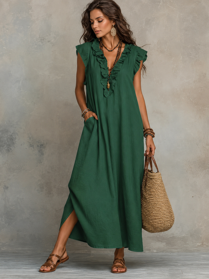 Camélia™ | Bohemian Maxi Dress with Tummy Control