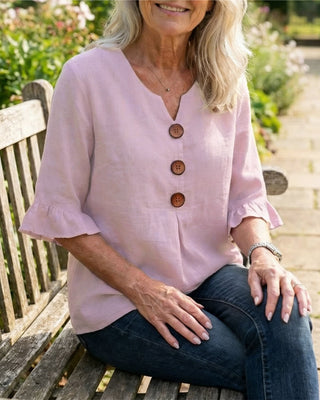 Amelie™ | Bauchbedeckende Bluse mit Knopfdetails