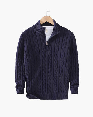Lukas | Klassischer Strickpullover mit halbem Reißverschluss