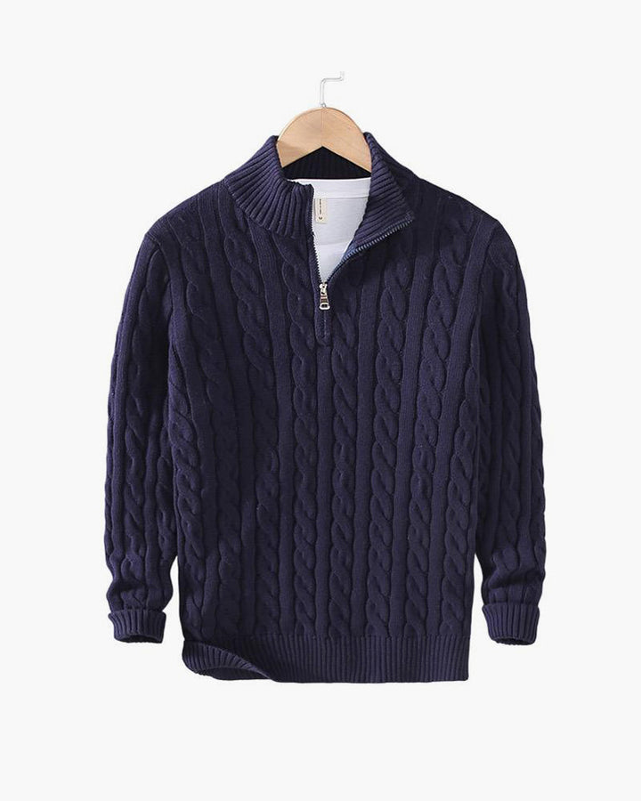 Lukas | Klassischer Strickpullover mit halbem Reißverschluss