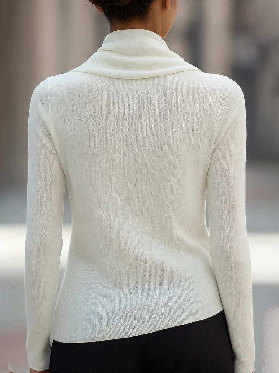 Drapiertes Langarm-Top mit Cowl-Neck