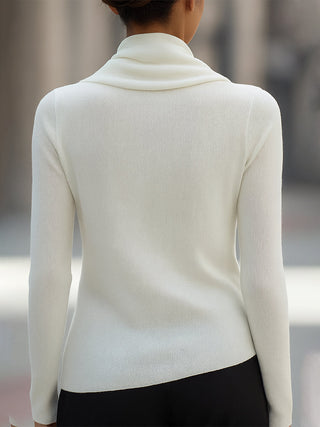 Drapiertes Langarm-Top mit Cowl-Neck
