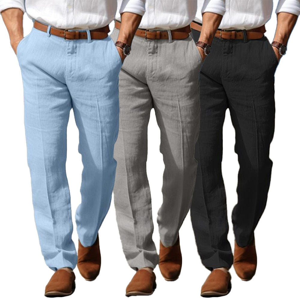 Exquisite Premium-Leinenhose mit Gürtelschlaufen