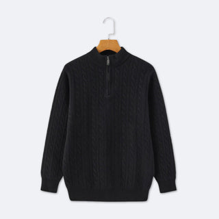 Christian | Eleganter Strickpullover mit Zopfmuster und Halbzip