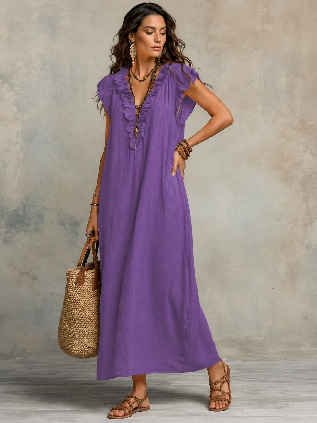 Camélia™ | Bohemian Maxi Dress with Tummy Control