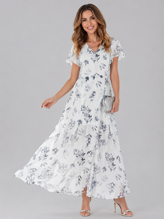 Florine™ | Blumen Maxi Kleid mit Bauch-Optimierung