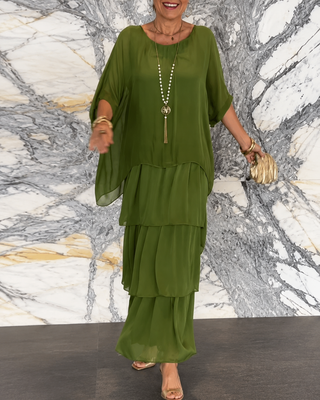 Amélie™ | Elegantes Maxikleid aus Chiffon mit Bauchbedeckung