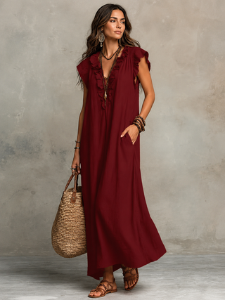 Camélia™ | Bohemian Maxi Dress with Tummy Control
