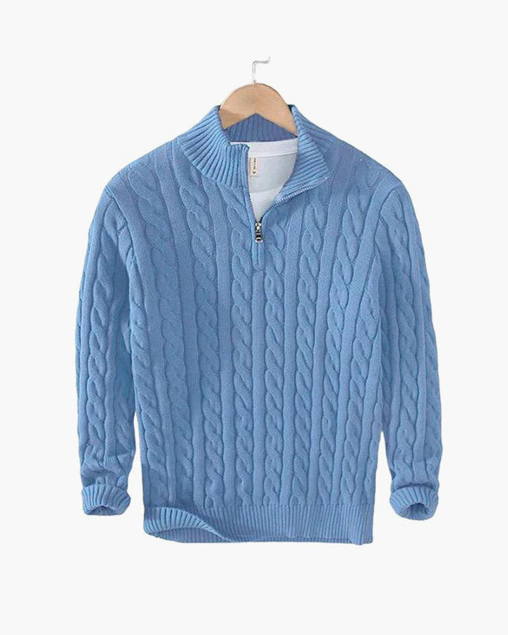 Lukas | Klassischer Strickpullover mit halbem Reißverschluss