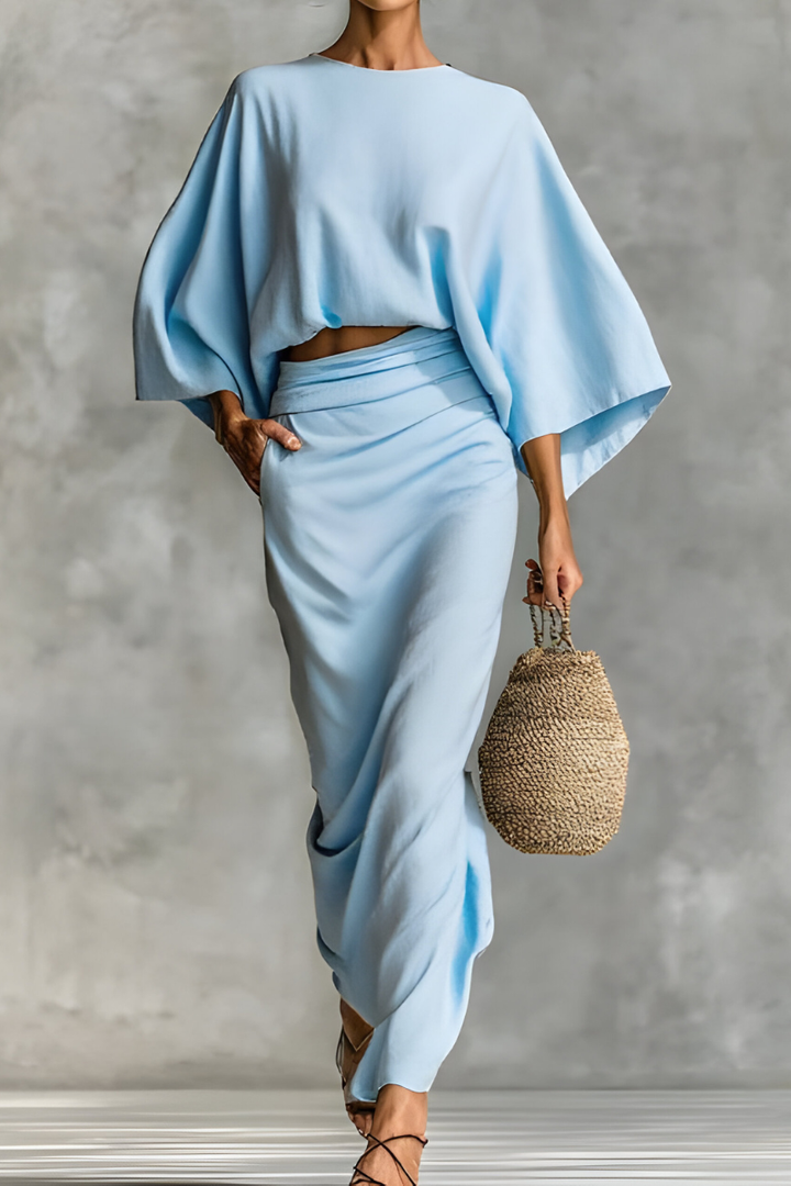 Elara™ | Elegantes drapiertes Top- und Rock-Set