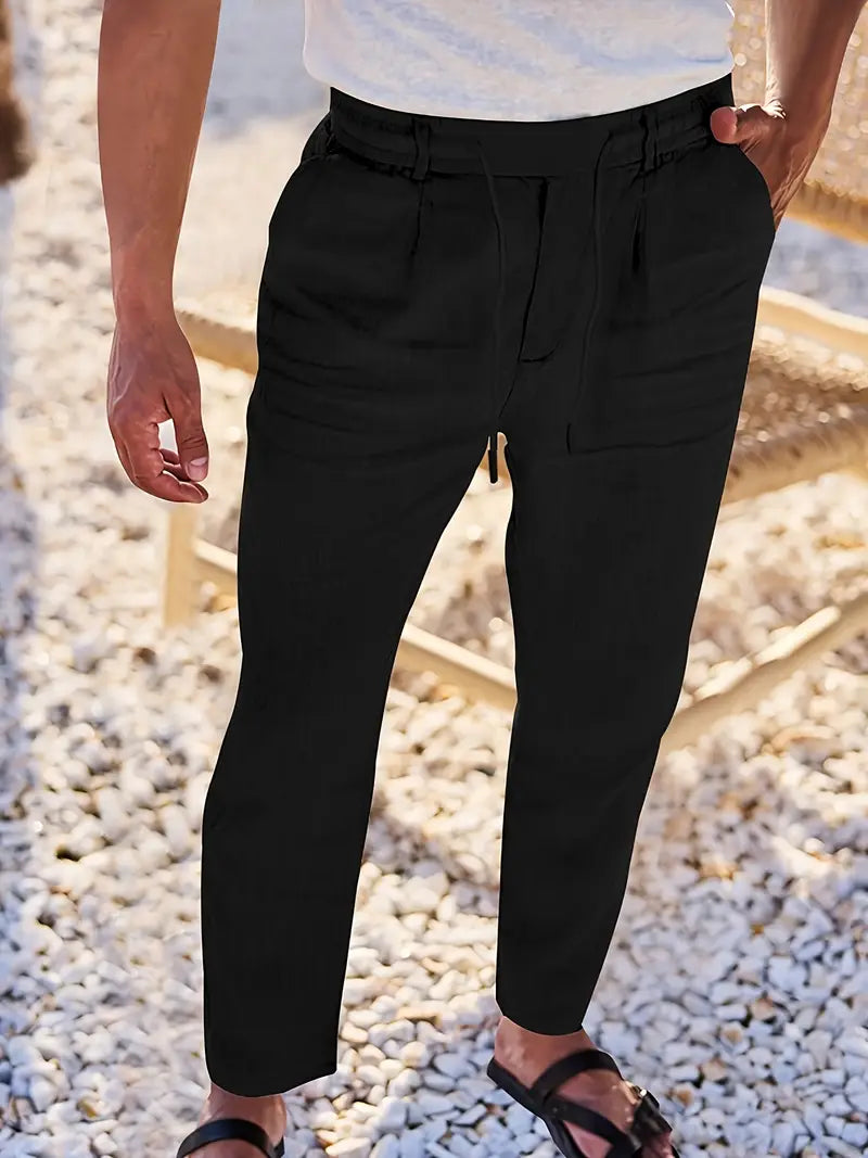 NICHOLS | Weite Leinenhose mit Kordelzug