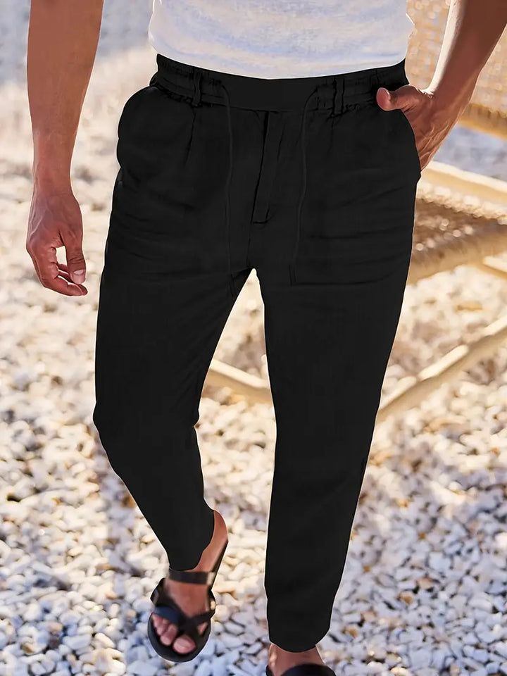 NICHOLS | Weite Leinenhose mit Kordelzug