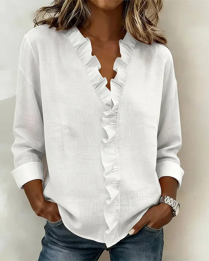 Savi™ | Elegantes V-Ausschnitt-Top mit Rüschen
