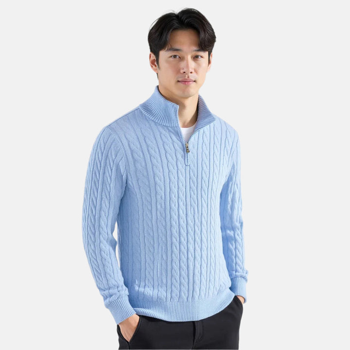 Lukas | Klassischer Strickpullover mit halbem Reißverschluss