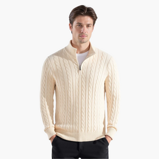 Lukas | Klassischer Strickpullover mit halbem Reißverschluss