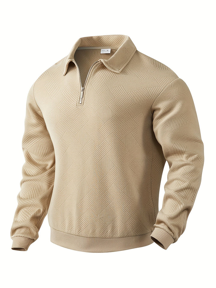 Finn | Vintage Pullover mit geometrischem Design und Reißverschluss