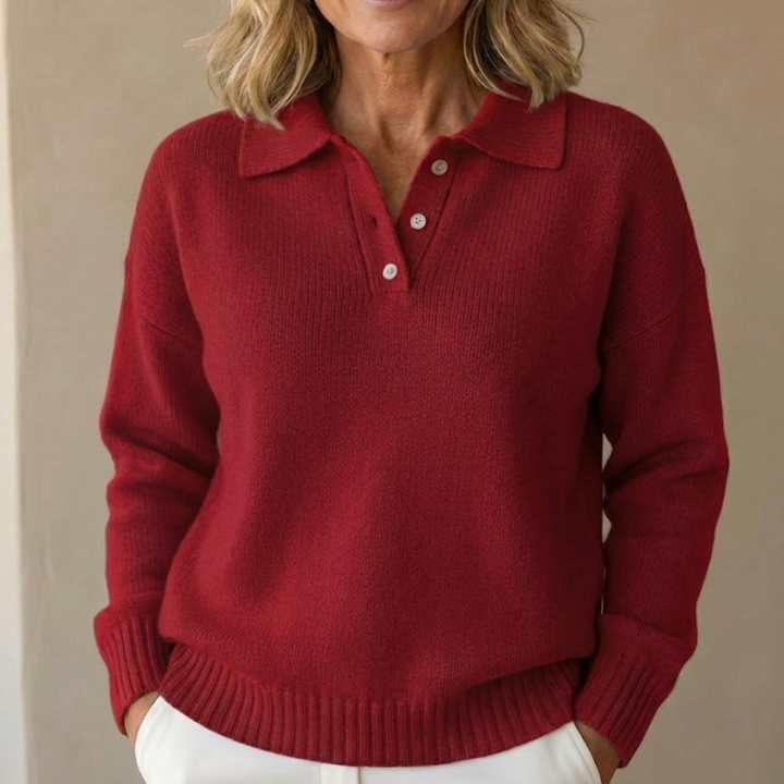 Maya – Pullover mit Knopfkragen