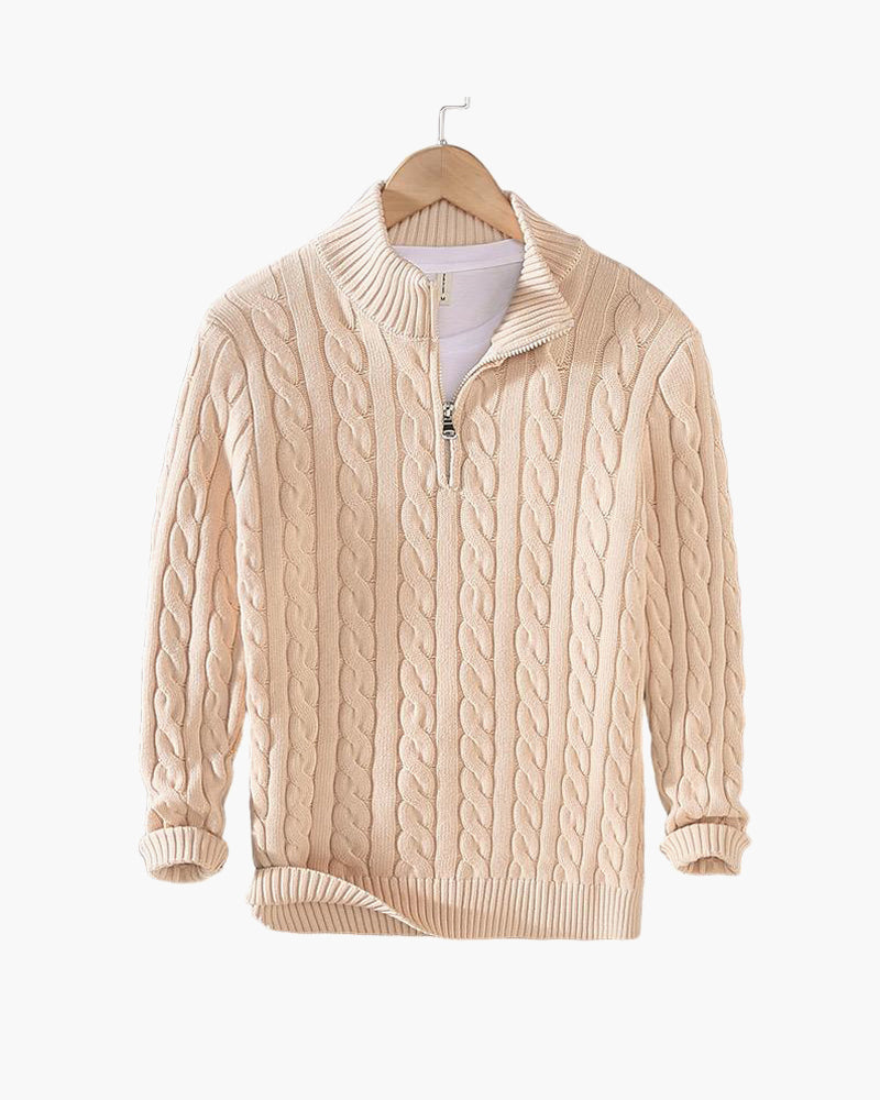 Lukas | Klassischer Strickpullover mit halbem Reißverschluss