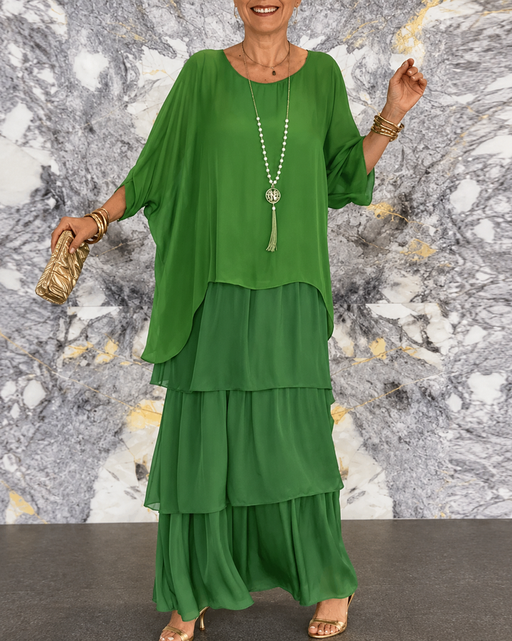 Amélie™ | Elegantes Maxikleid aus Chiffon mit Bauchbedeckung