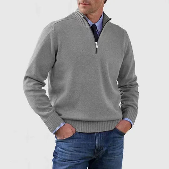 Ben | Stilvoller, warmer Pullover mit halbem Reißverschluss