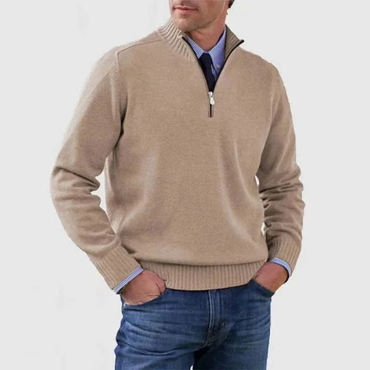 Ben | Stilvoller, warmer Pullover mit halbem Reißverschluss