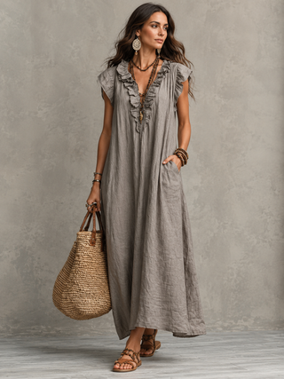 Camélia™ | Bohemian Maxi Dress with Tummy Control