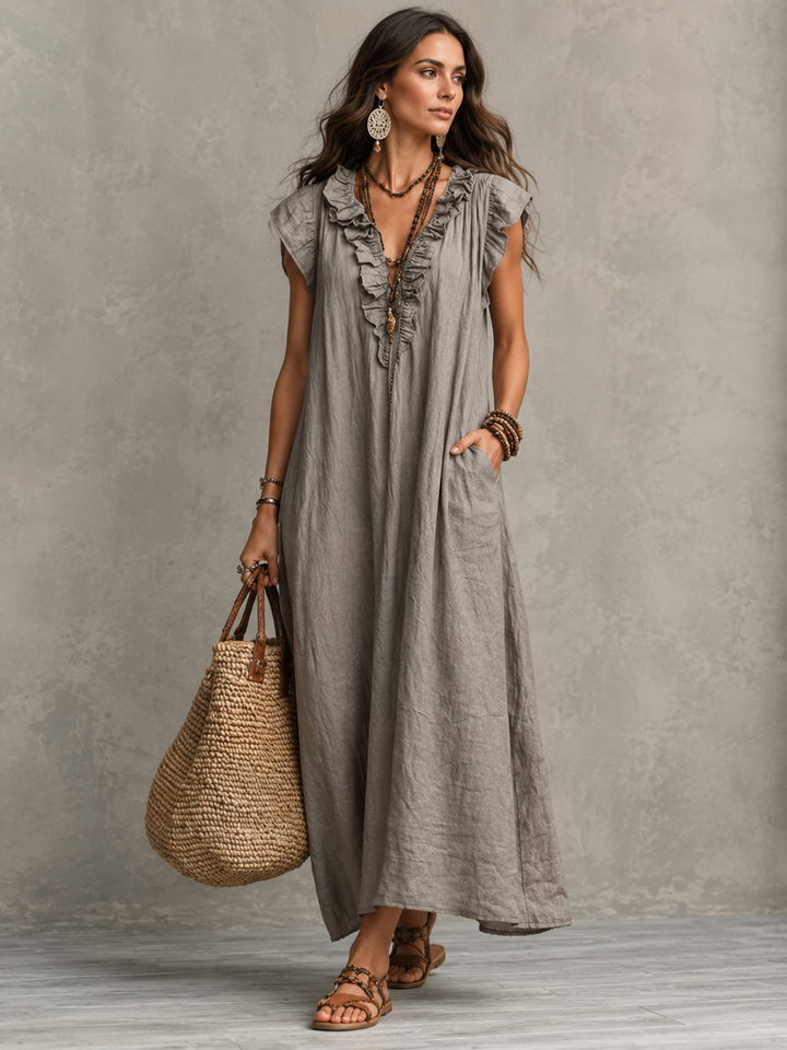 Camélia™ | Bohemian Maxi Dress with Tummy Control