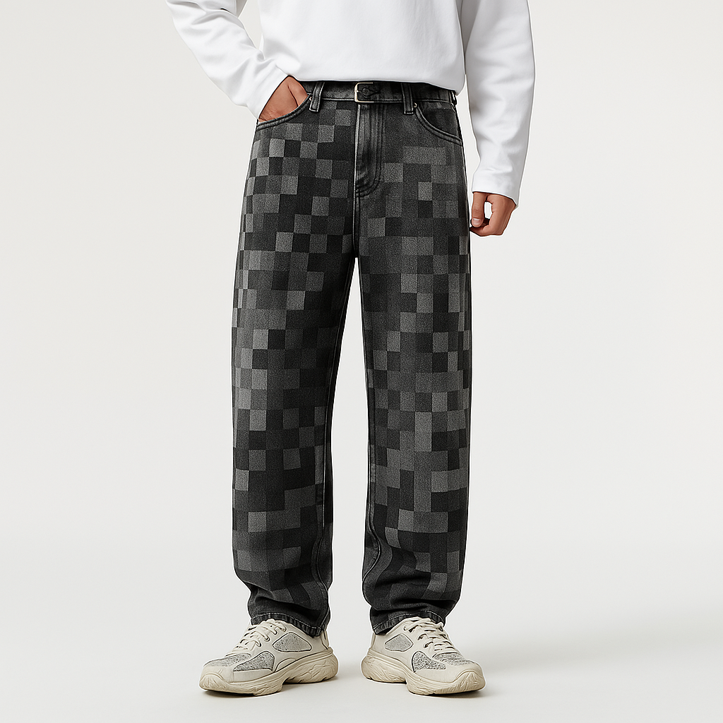 Herren Denim Jeans mit Pixel-Effekt