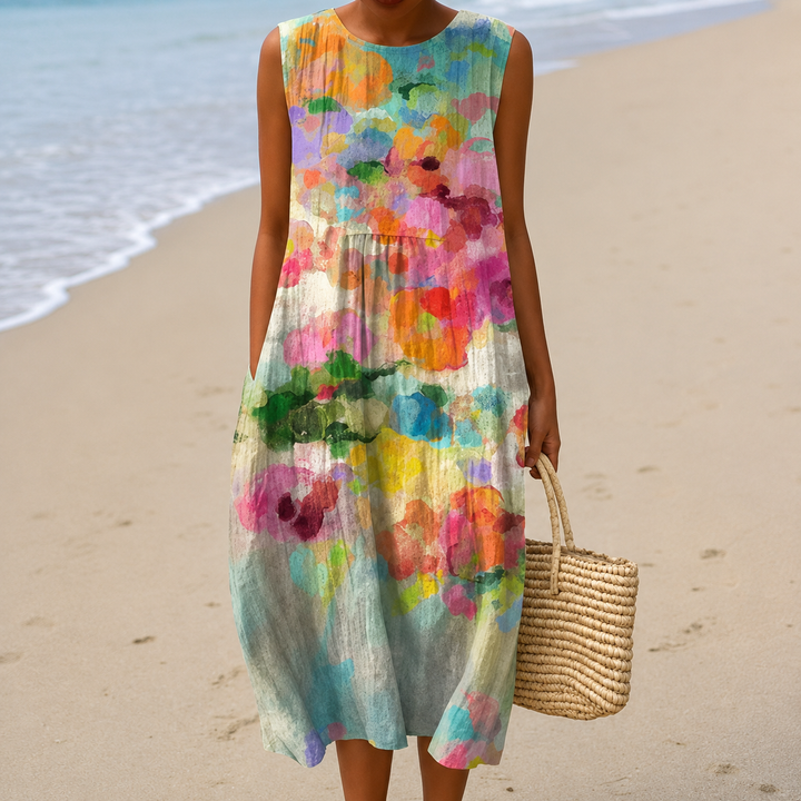 Livia™ | Luftiges Blumen-Midi-Kleid mit Bauch-Camouflage
