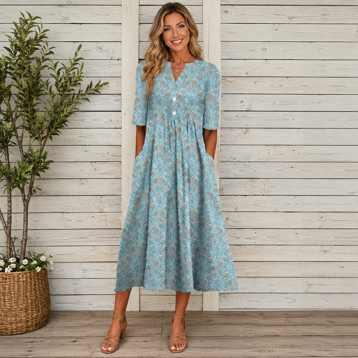 Danica™ | Blumen-Midi-Kleid mit Bauchkontrolle