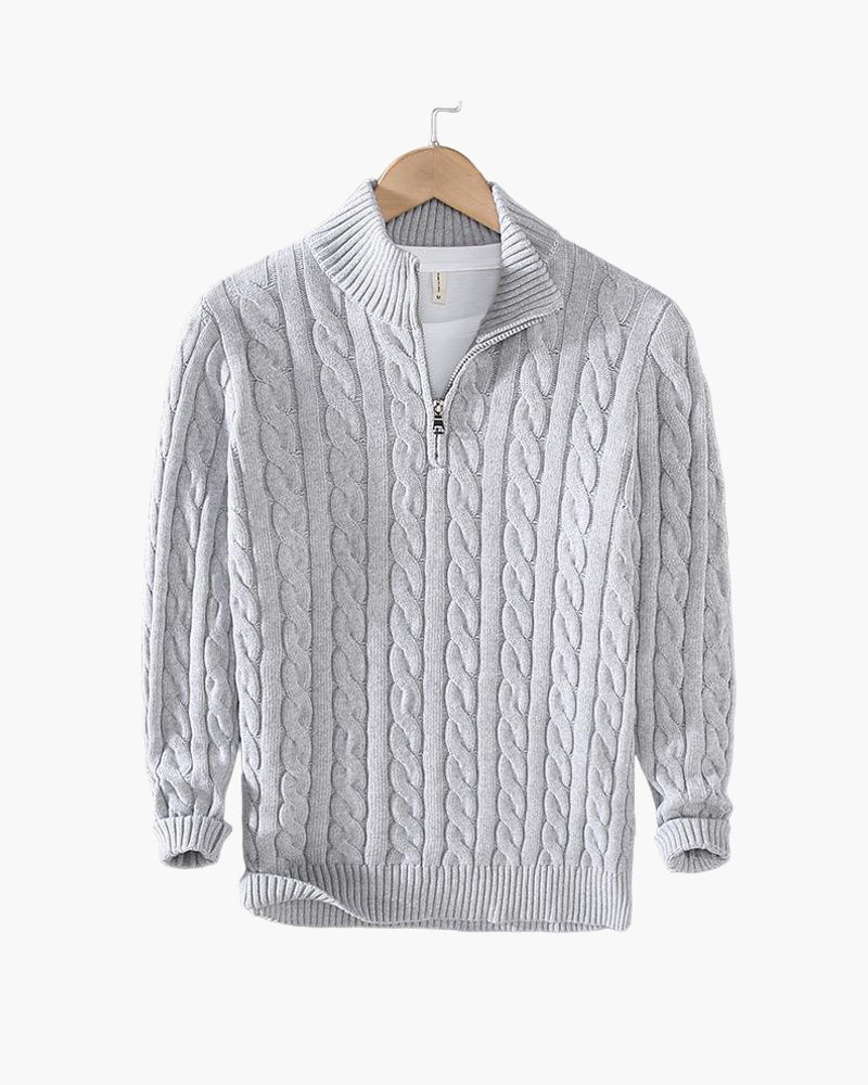 Lukas | Klassischer Strickpullover mit halbem Reißverschluss