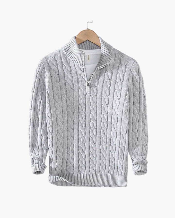 Lukas | Klassischer Strickpullover mit halbem Reißverschluss