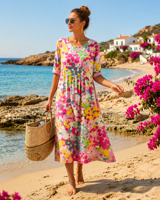 Zara™ | Blumenmuster Sommerkleid mit Bauch-optimierender Passform