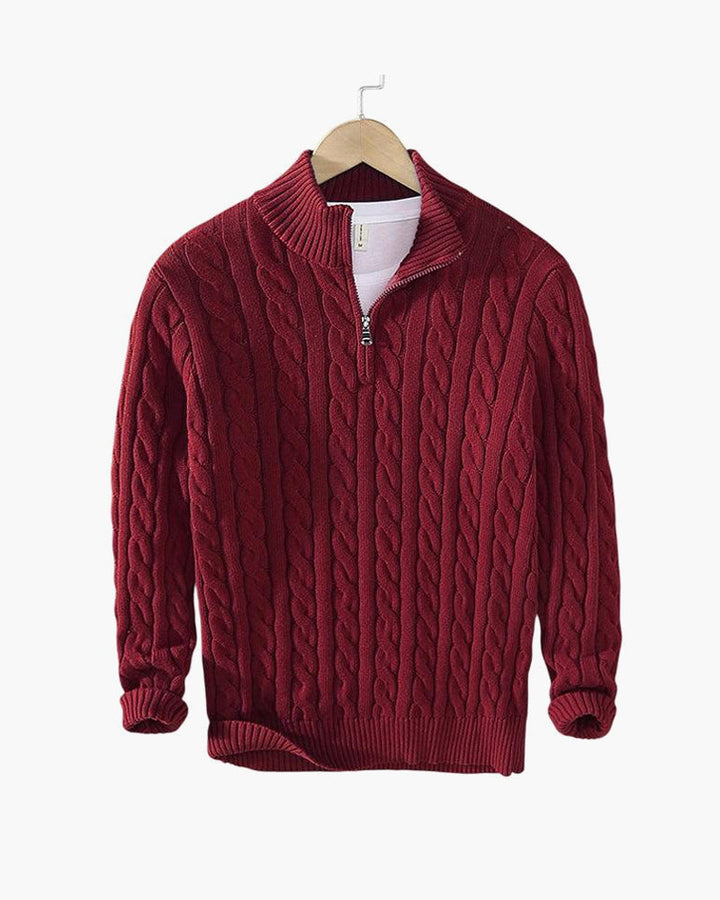 Lukas | Klassischer Strickpullover mit halbem Reißverschluss