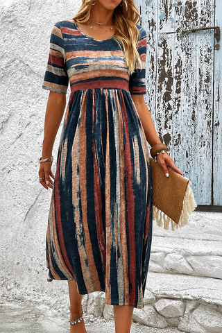 Marloes™ | Streifen-Midi-Kleid mit Bauch-optimierender Wirkung