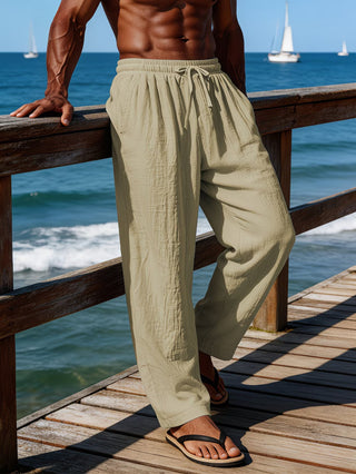 LAURENT MONACO | Herren Leinen-Shorts mit Kordelzug