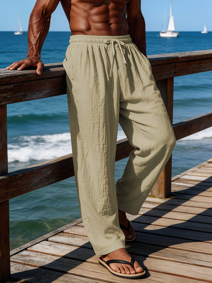 LAURENT MONACO | Herren Leinen-Shorts mit Kordelzug