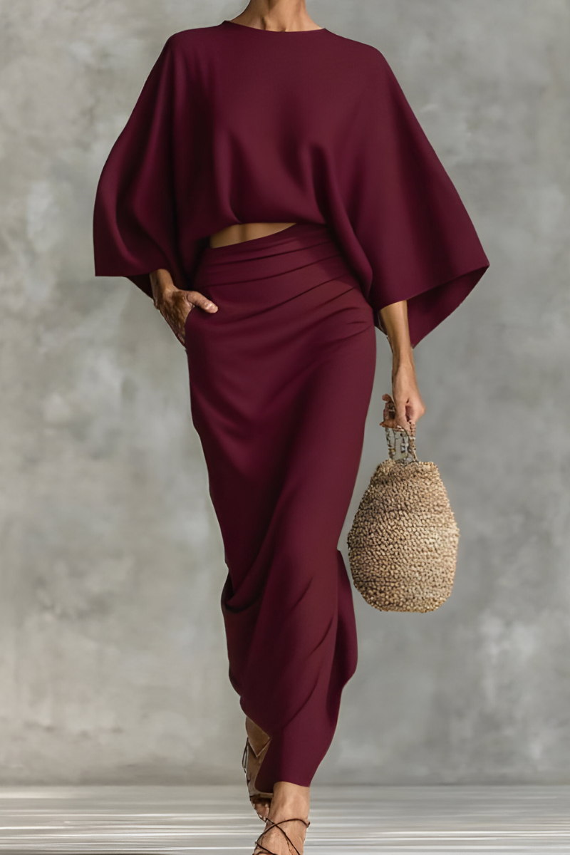 Elara™ | Elegantes drapiertes Top- und Rock-Set