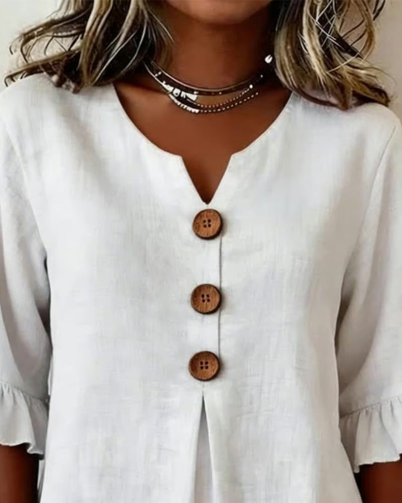 Amelie™ | Bauchbedeckende Bluse mit Knopfdetails