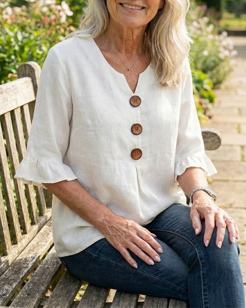 Amelie™ | Bauchbedeckende Bluse mit Knopfdetails