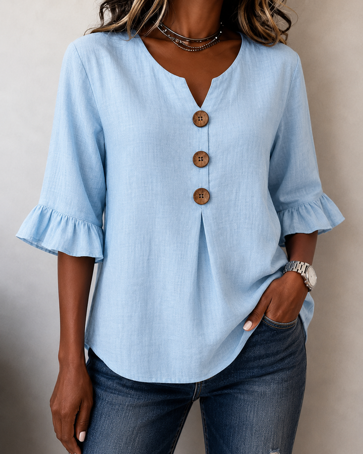 Amelie™ | Bauchbedeckende Bluse mit Knopfdetails