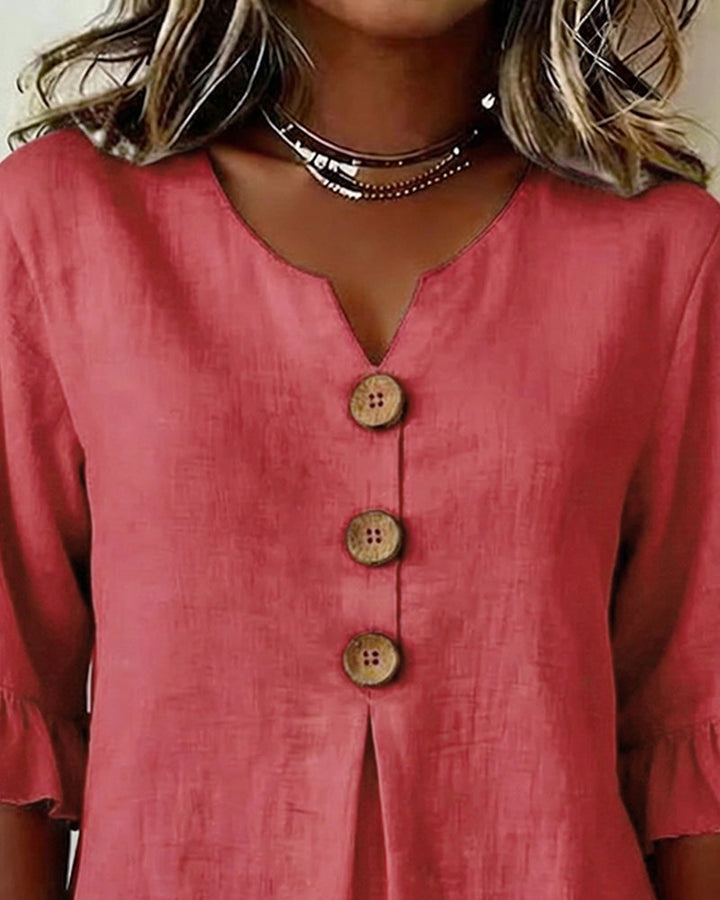 Amelie™ | Bauchbedeckende Bluse mit Knopfdetails
