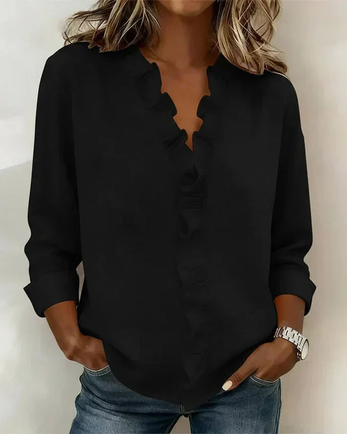 Savi™ | Elegantes V-Ausschnitt-Top mit Rüschen