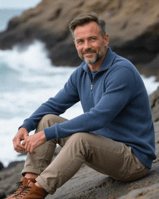 Diego | Sportlicher Strickpullover mit Reißverschluss