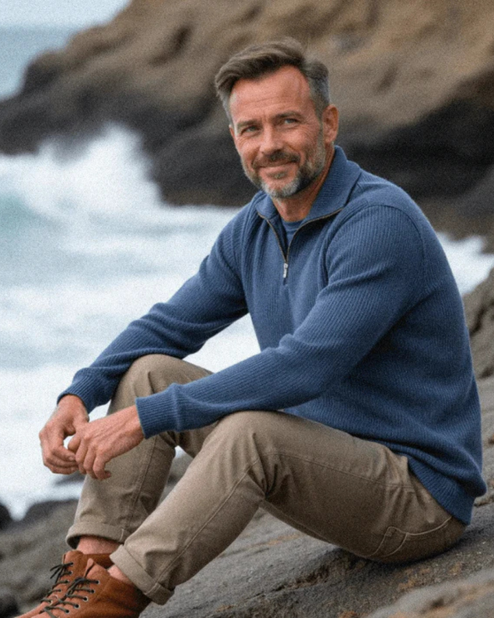 Diego | Sportlicher Strickpullover mit Reißverschluss