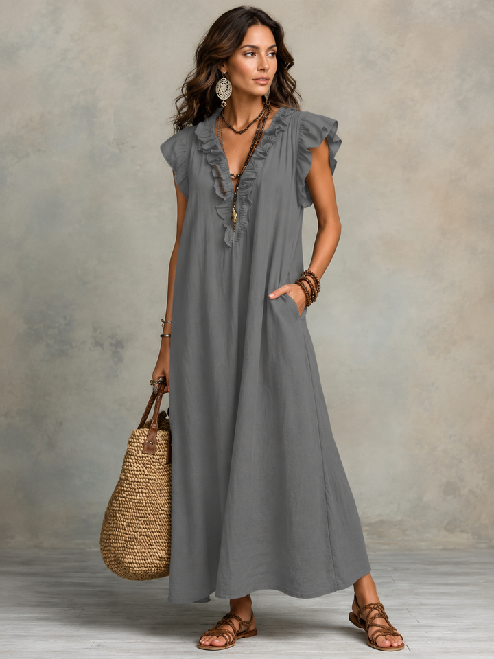 Camélia™ | Bohemian Maxi Dress with Tummy Control