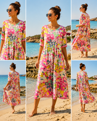 Zara™ | Blumenmuster Sommerkleid mit Bauch-optimierender Passform